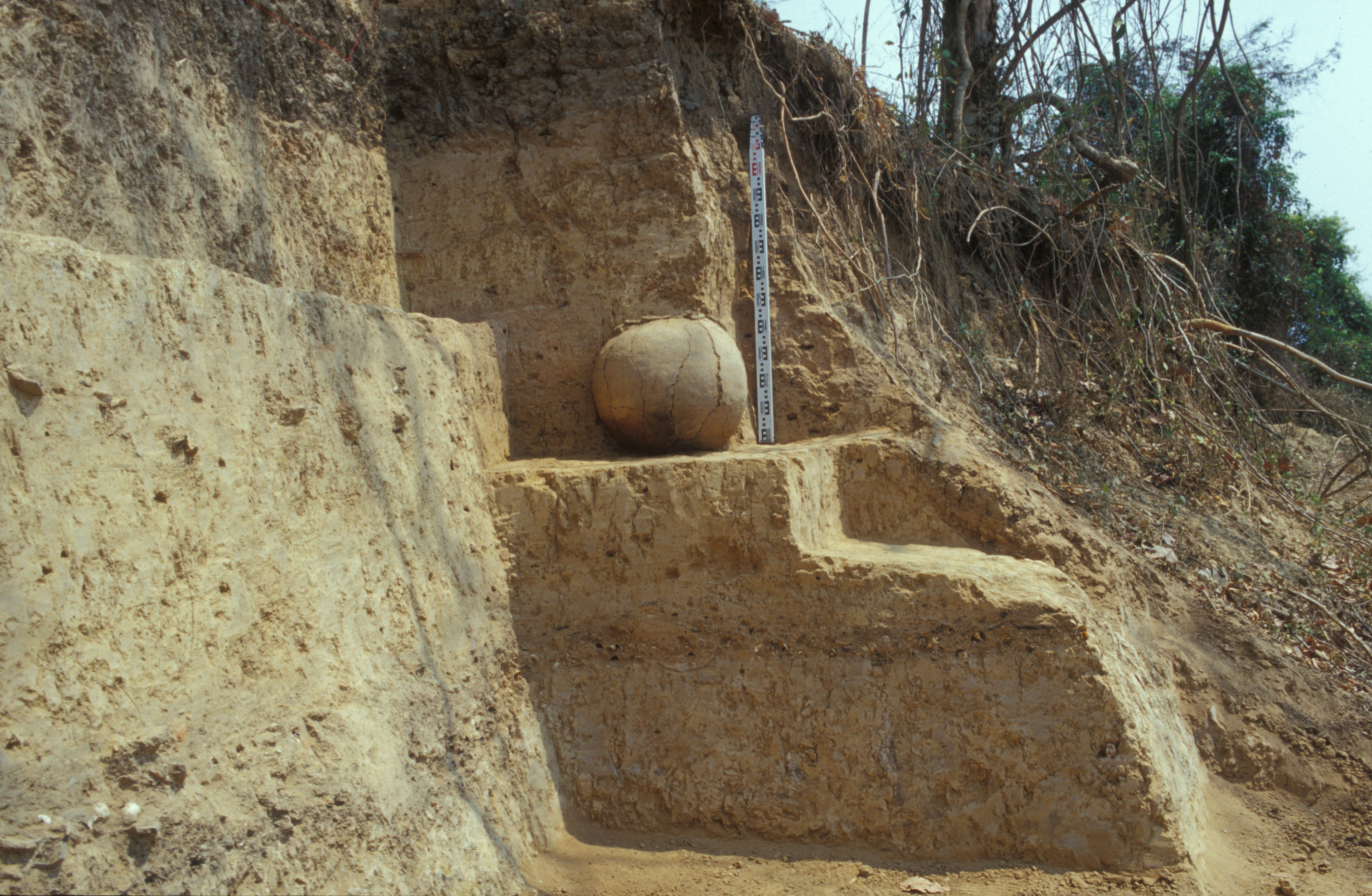 Perfil estratigráfico en las excavaciones: Foto: Carla Jaimes / Universidad de Bonn.